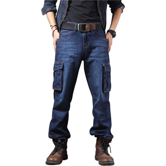 Jeans Mens Casual Loose Hip Hop Denim Work Pants Jeans With Cargo